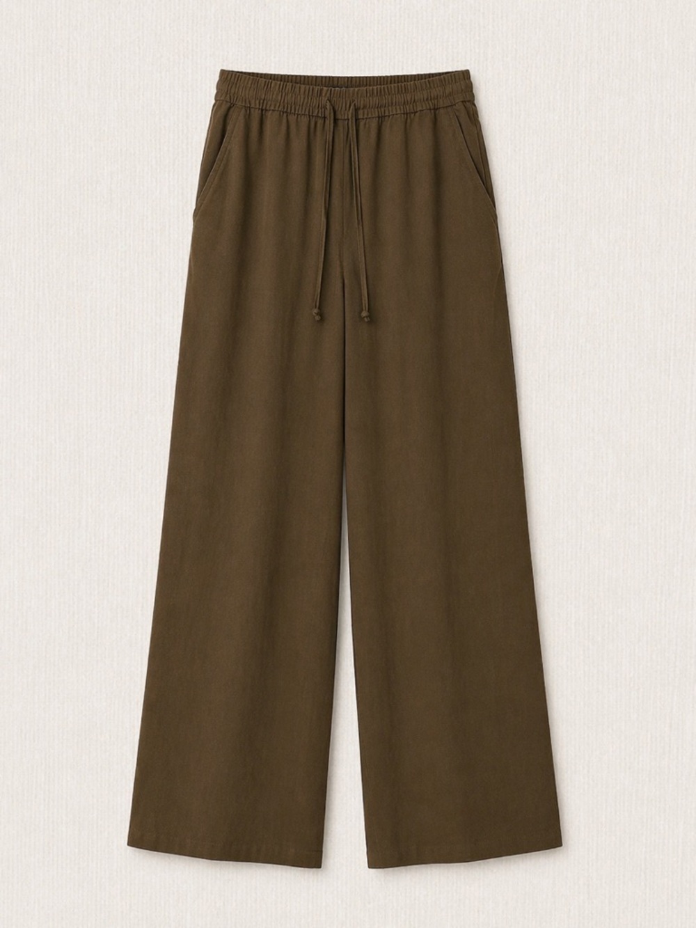 Zara Wide-Leg Drawstring Pants in Olive Green